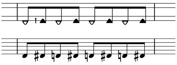 Fewer accidentals needed in TwinNote music notation